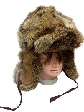 Vintage RABBIT FUR LL BEAN Winter Trapper Hat Retro Hunting Ushanka Womens Small